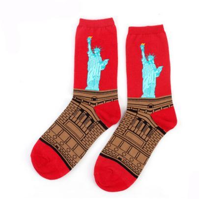 Automne hiver nouveau 3D rétro personnalité Art chaussettes unisexe femmes hommes drôle nouveauté nuit étoilée Vintage chaussettes huile joyeuse chaussettes chaudes