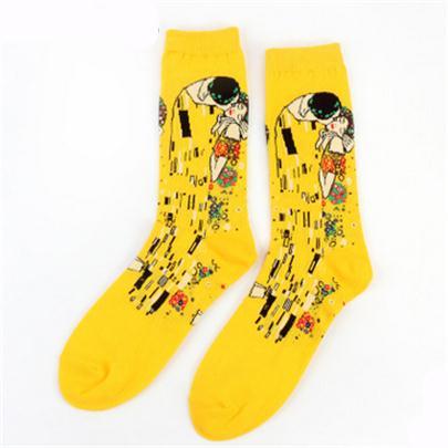 Autumn Winter NEW 3D Retro Personality Art Socks Unisex Women Men Funny Novelty Starry Night Vintage Socks Oil Happy Socks HOT