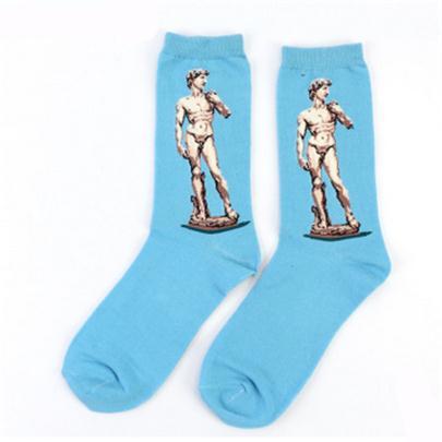 Automne hiver nouveau 3D rétro personnalité Art chaussettes unisexe femmes hommes drôle nouveauté nuit étoilée Vintage chaussettes huile joyeuse chaussettes chaudes