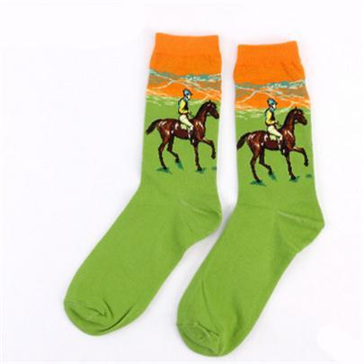 Automne hiver nouveau 3D rétro personnalité Art chaussettes unisexe femmes hommes drôle nouveauté nuit étoilée Vintage chaussettes huile joyeuse chaussettes chaudes