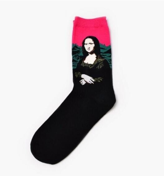 Automne hiver nouveau 3D rétro personnalité Art chaussettes unisexe femmes hommes drôle nouveauté nuit étoilée Vintage chaussettes huile joyeuse chaussettes chaudes