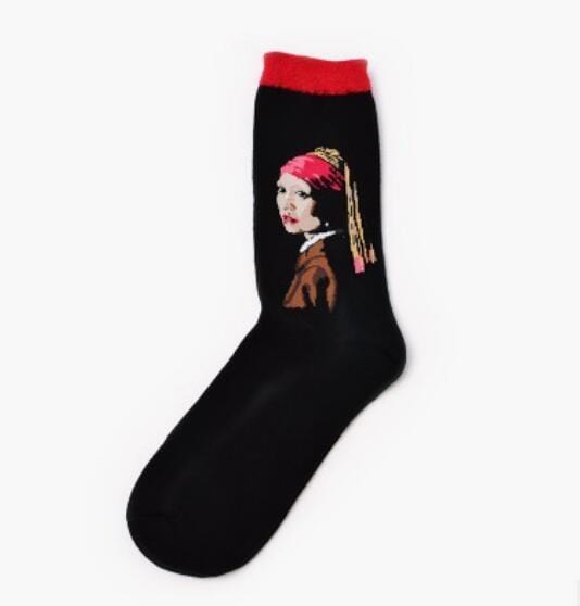 Automne hiver nouveau 3D rétro personnalité Art chaussettes unisexe femmes hommes drôle nouveauté nuit étoilée Vintage chaussettes huile joyeuse chaussettes chaudes