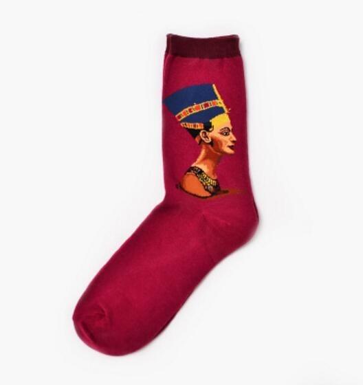 Automne hiver nouveau 3D rétro personnalité Art chaussettes unisexe femmes hommes drôle nouveauté nuit étoilée Vintage chaussettes huile joyeuse chaussettes chaudes