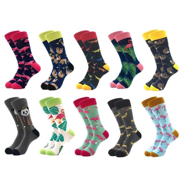 10pairs/lot Brand Quality Men's Socks Combed Cotton colorful Happy Funny Sock Autumn Winter Warm Casual long Men compression sock