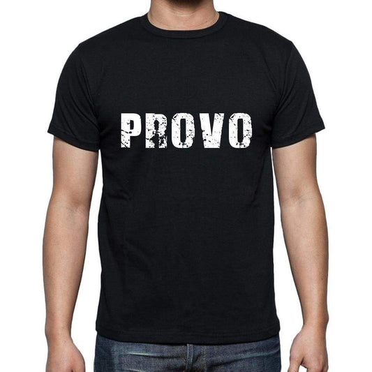 Provo Mens Short Sleeve Round Neck T-Shirt 5 Letters Black Word 00006 - Casual