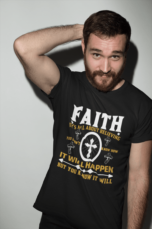 ULTRABASIC Herren-T-Shirt „Faith is All About Believing“ – christliches religiöses T-Shirt