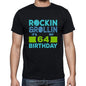 Rockin&rollin 64 Black Mens Short Sleeve Round Neck T-Shirt Gift T-Shirt 00340 - Black / S - Casual