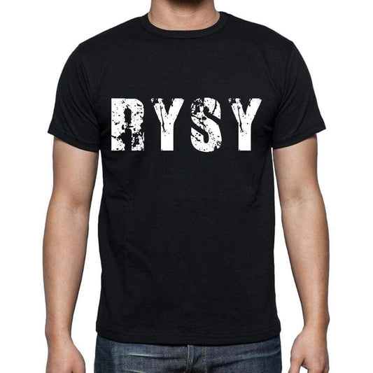 Rysy Mens Short Sleeve Round Neck T-Shirt 4 Letters Black - Casual