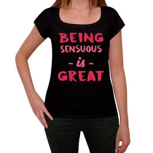 Sensuous Being Great Black Womens Short Sleeve Round Neck T-Shirt Gift T-Shirt 00334 - Black / Xs - Casual