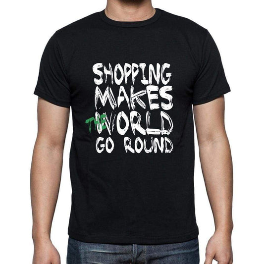 Shopping World Goes Arround Mens Short Sleeve Round Neck T-Shirt 00082 - Black / S - Casual