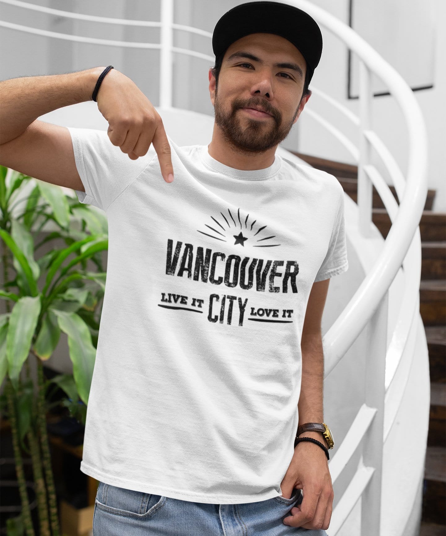 Men's Vintage Tee Shirt Graphic T shirt Live It Love It VANCOUVER White