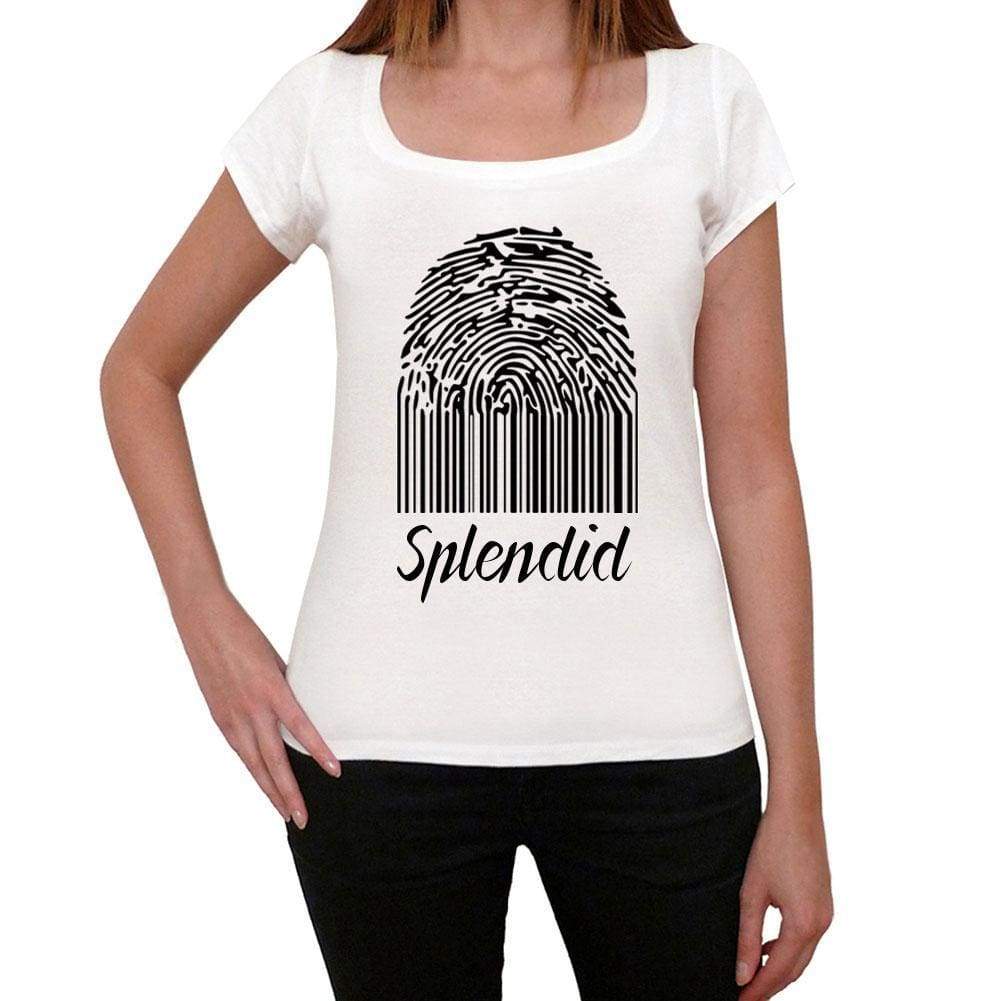 Splendid Fingerprint White Womens Short Sleeve Round Neck T-Shirt Gift T-Shirt 00304 - White / Xs - Casual