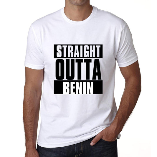 Straight Outta Benin Mens Short Sleeve Round Neck T-Shirt 00027 - White / S - Casual