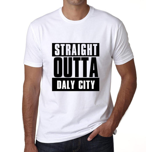Straight Outta Daly City Mens Short Sleeve Round Neck T-Shirt 00027 - White / S - Casual