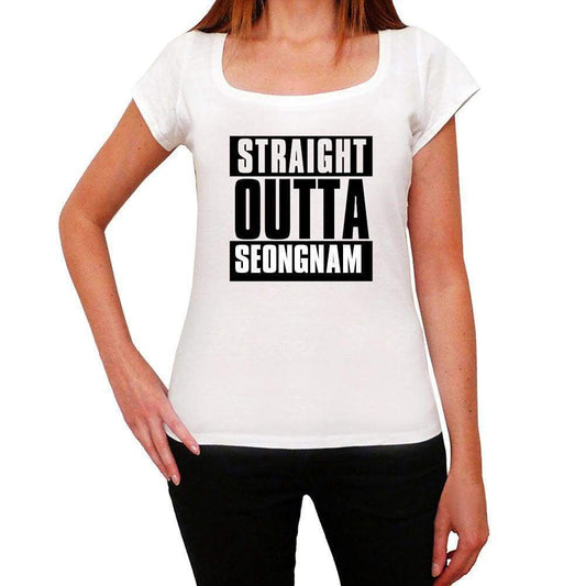 Straight Outta Seongnam Womens Short Sleeve Round Neck T-Shirt 00026 - White / Xs - Casual