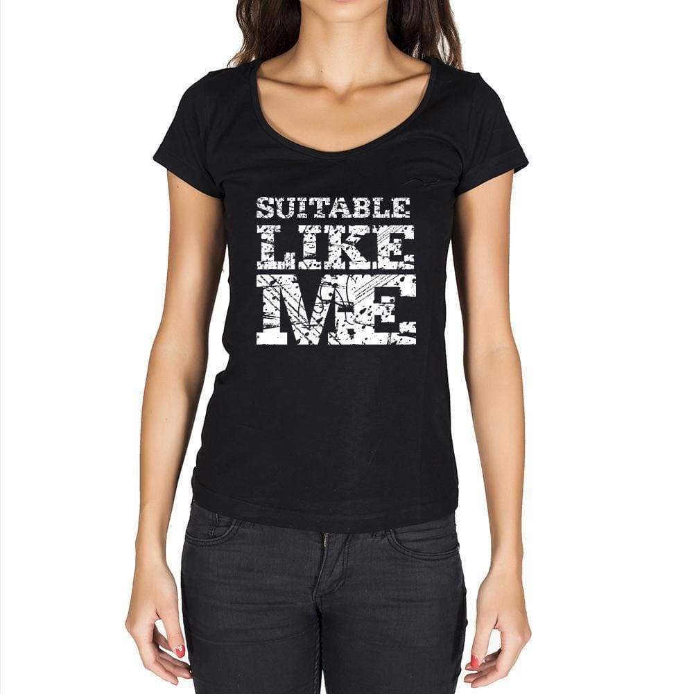 Suitable Like Me Black Womens Short Sleeve Round Neck T-Shirt - Black / Xs - Casual