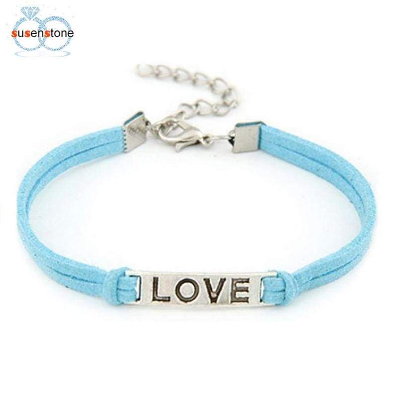 SUSENSTONE 1PC Braided Adjustable Leather Popular Bracelet Women Men Love Handmade Alloy Rope Charm Jewelry Weave Bracelet Gift - Ultrabasic