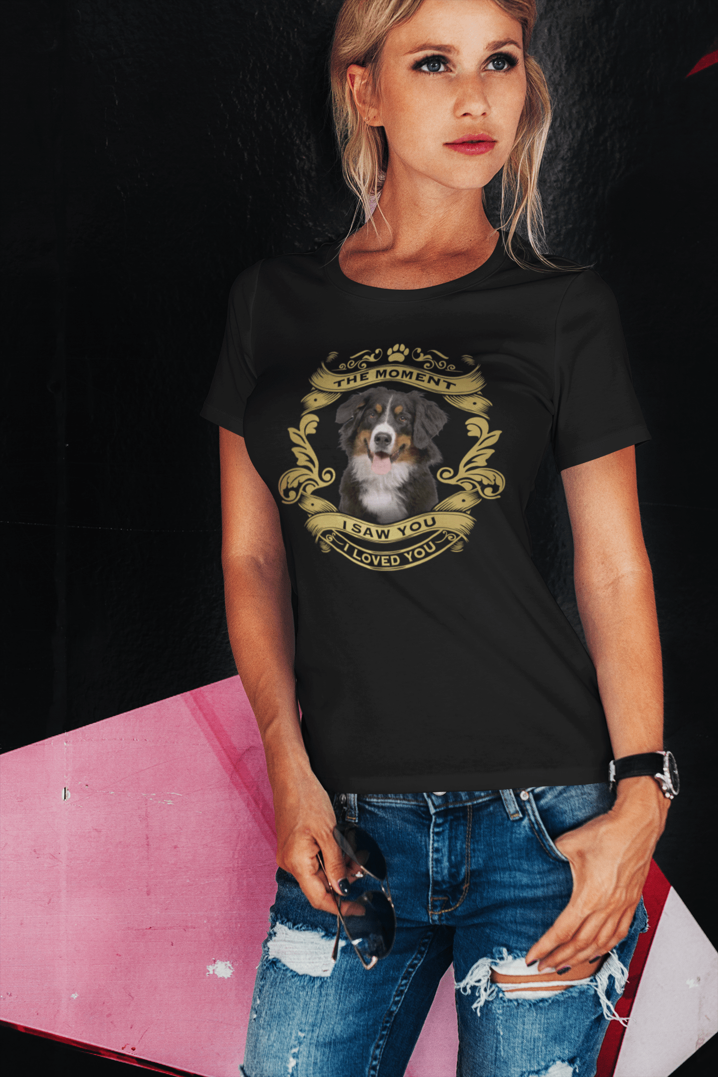 ULTRABASIC Damen Bio-T-Shirt Berner Sennenhund – Moment I Saw You I Loved You Welpen-T-Shirt für Damen