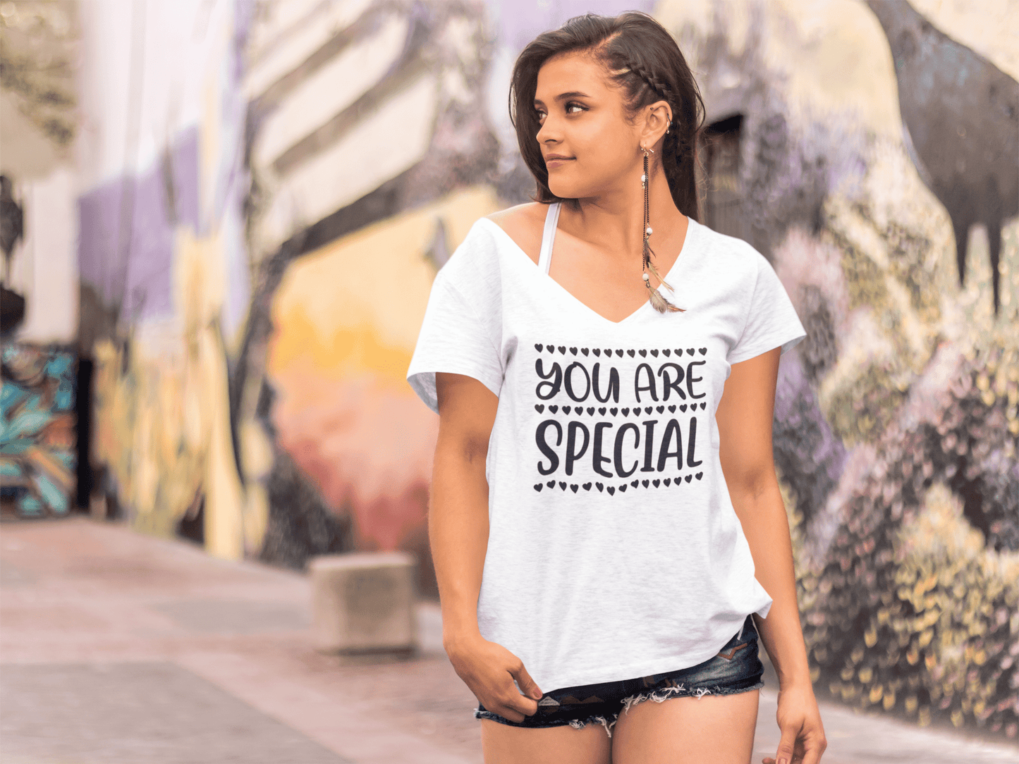 ULTRABASIC Women's T-Shirt You Are Special - Hearts Short Sleeve Tee Shirt Tops