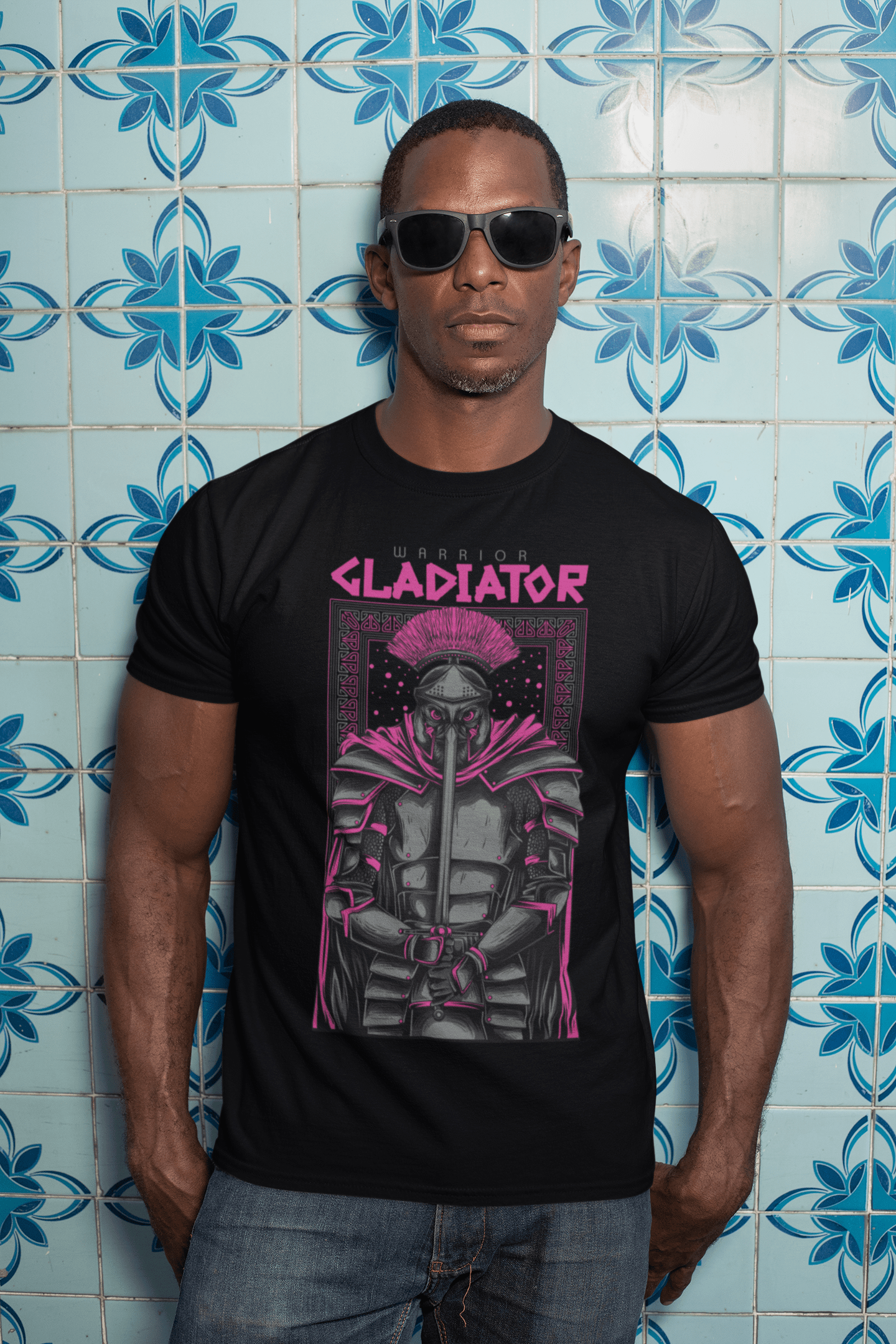 ULTRABASIC Men's Novelty T-Shirt Warrior Gladiator - Scary Short Sleeve Tee Shirt