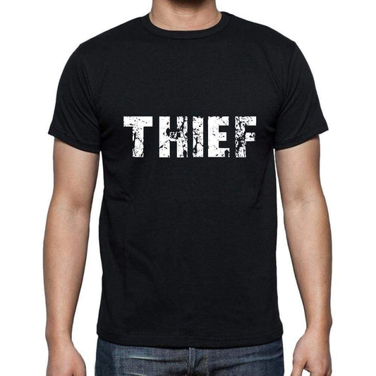 Thief Mens Short Sleeve Round Neck T-Shirt 5 Letters Black Word 00006 - Casual