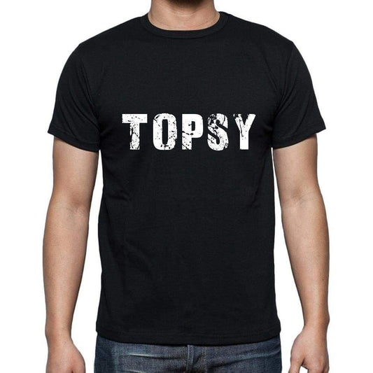topsy Men's Short Sleeve Round Neck T-shirt , 5 letters Black , word 00006 - Ultrabasic