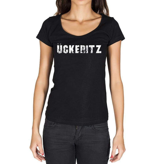Ückeritz German Cities Black Womens Short Sleeve Round Neck T-Shirt 00002 - Casual