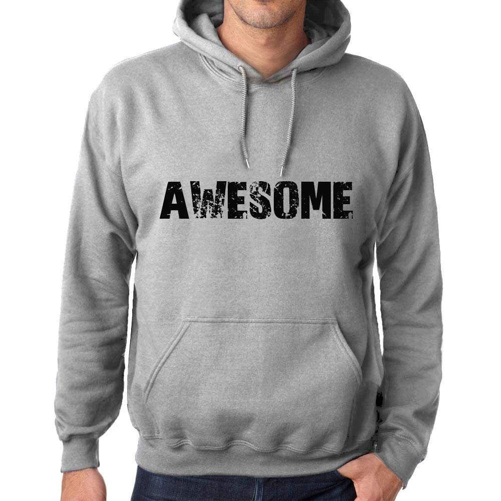 Unisex Printed Graphic Cotton Hoodie Popular Words Awesome Grey Marl - Grey Marl / Xs / Cotton - Hoodies