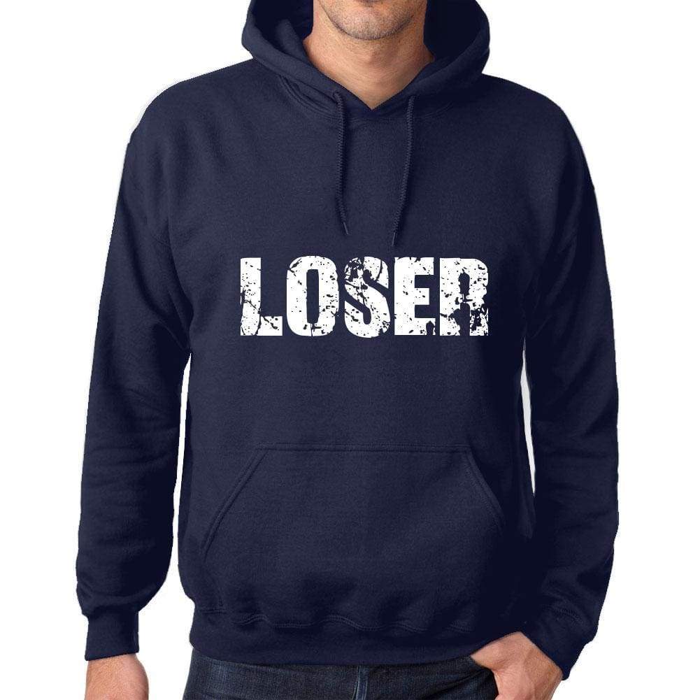 Unisex Printed Graphic Cotton Hoodie Popular Words Loser French Navy - French Navy / Xs / Cotton - Hoodies