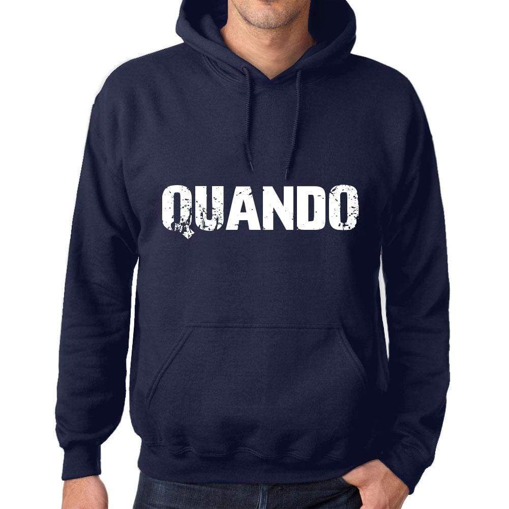 Unisex Printed Graphic Cotton Hoodie Popular Words Quando French Navy - French Navy / Xs / Cotton - Hoodies