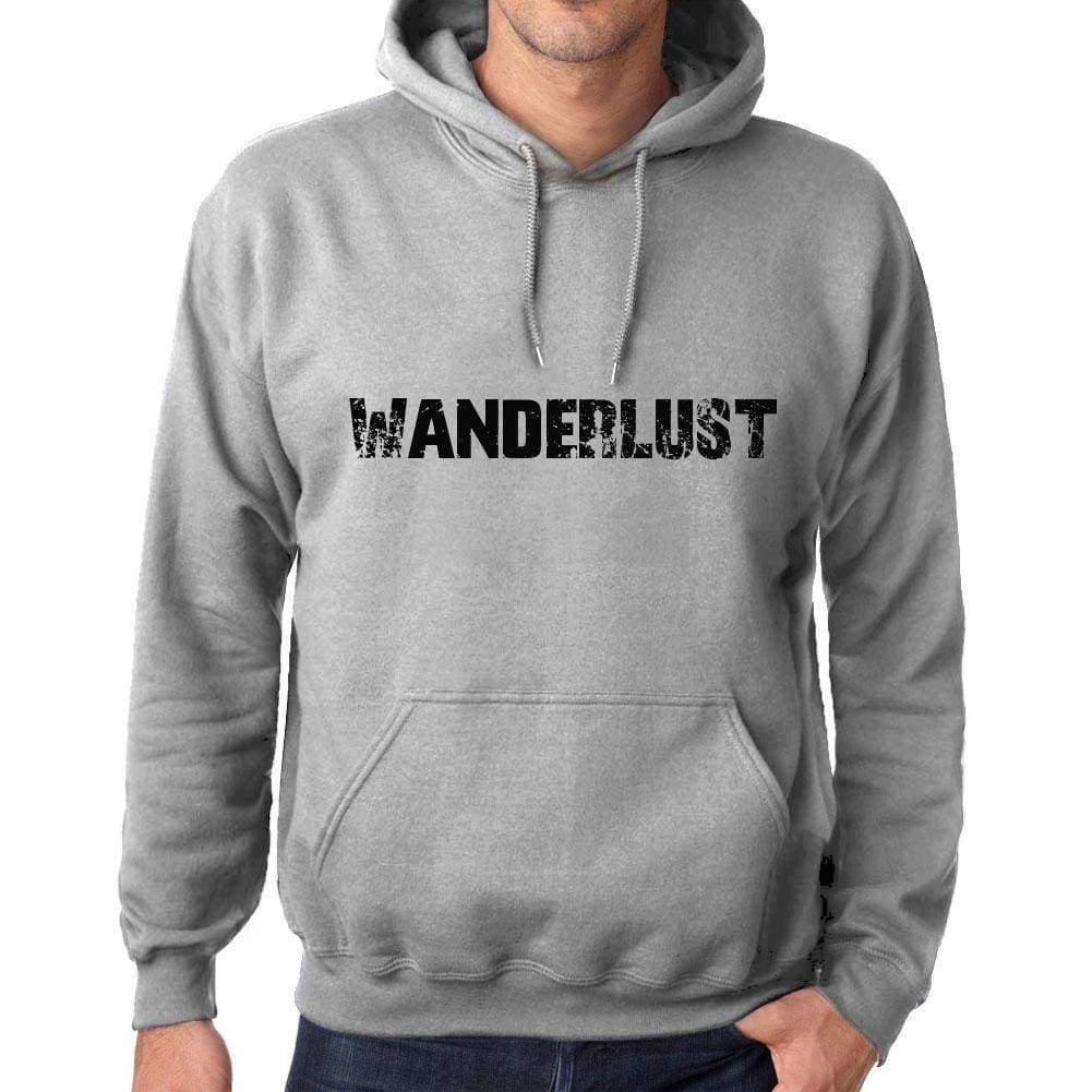 Unisex Printed Graphic Cotton Hoodie Popular Words Wanderlust Grey Marl - Grey Marl / Xs / Cotton - Hoodies