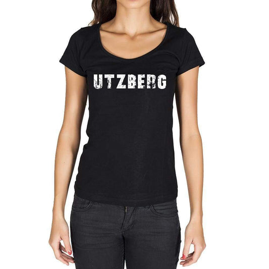 Utzberg German Cities Black Womens Short Sleeve Round Neck T-Shirt 00002 - Casual