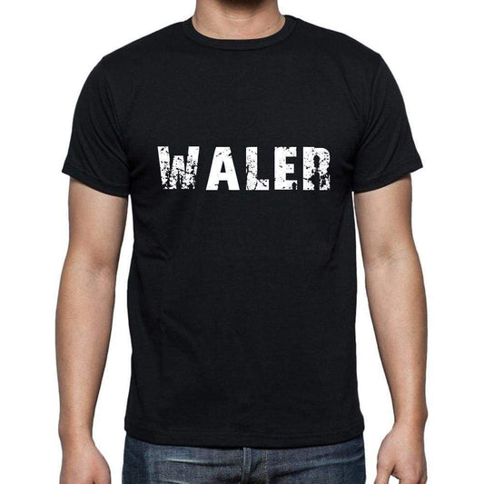Waler Mens Short Sleeve Round Neck T-Shirt 5 Letters Black Word 00006 - Casual