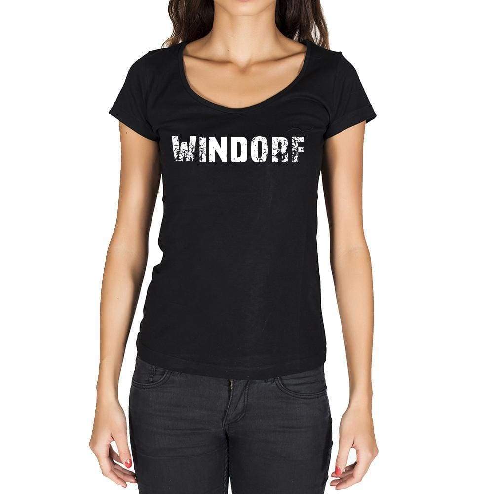 Windorf German Cities Black Womens Short Sleeve Round Neck T-Shirt 00002 - Casual