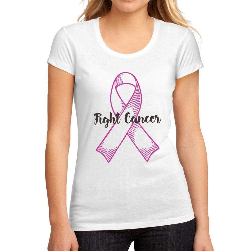 Womens Graphic T-Shirt Fight Cancer White - White / S / Cotton - T-Shirt