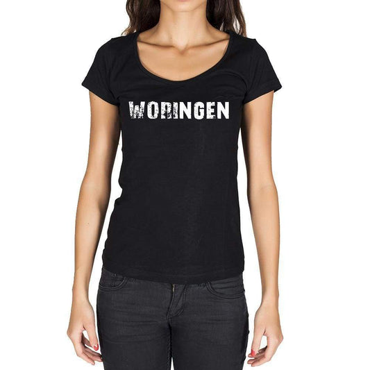 Woringen German Cities Black Womens Short Sleeve Round Neck T-Shirt 00002 - Casual